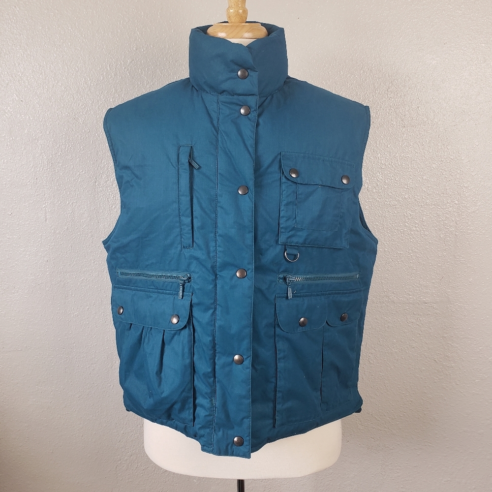 Eddie Bauer Vintage Teal Blue Insulated Goose Down Puffer Vest